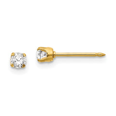 68E Inverness 14k 3mm CZ Long Post Earrings