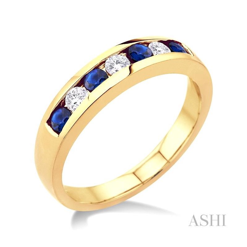 ASHI Channel Set Alternate Gemstone & Diamond Wedding Band 30317PPFXSP