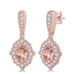 Parkplace Jewelers Oval Shape Gemstone & Halo Diamond Earrings 61226PPTSERMOPG