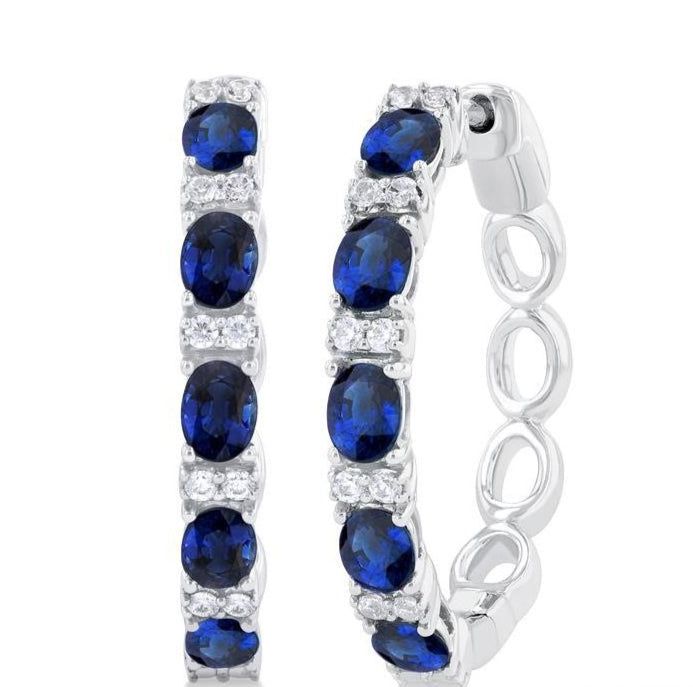 Parkplace Jewelers Oval Shape Alternate Gemstone & Diamond Hoop Earrings 57636PPFGERSPWG