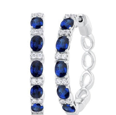 Parkplace Jewelers Oval Shape Alternate Gemstone & Diamond Hoop Earrings 57636PPFGERSPWG