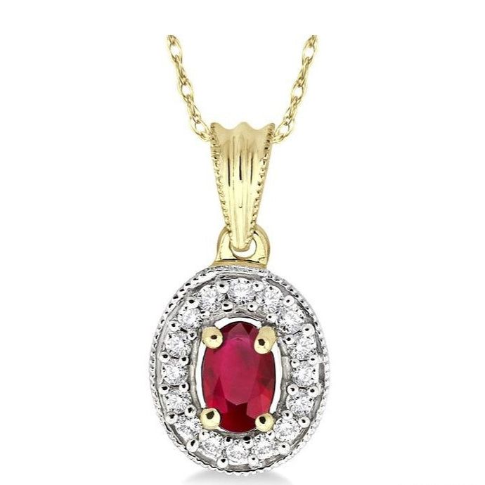 Parkplace Jewelers Oval Shape Gemstone & Diamond Pendant 58197PPFNPDRB