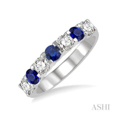 ASHI 7 Alternate Gemstone & Diamond Wedding Band 46483PPFGSPWG