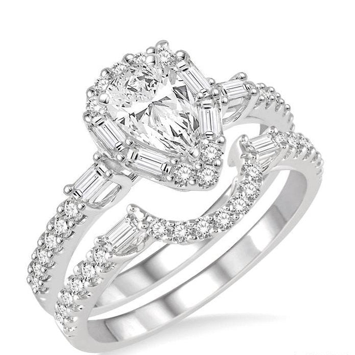Parkplace Jewelers Pear Shape Halo Diamond Wedding Set 257C0PPFVWG-WS-1.25