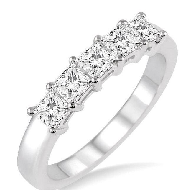 Parkplace Jewelers Princess Shape 5 Stone Diamond Wedding Band 35171PPFHWG