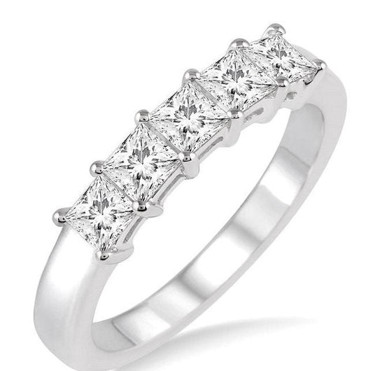 Parkplace Jewelers Princess Shape 5 Stone Diamond Wedding Band 35171PPFHWG