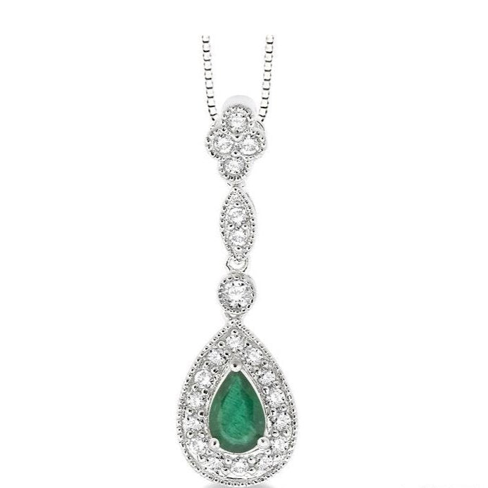 Parkplace Jewelers Pear Shape Gemstone & Halo Diamond Pendant 58206PPFNPDEMW