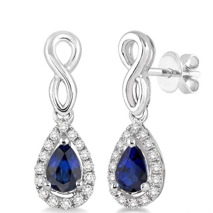 Parkplace Jewelers Pear Shape Gemstone & Halo Diamond Earrings 57058PPFSERSPWG