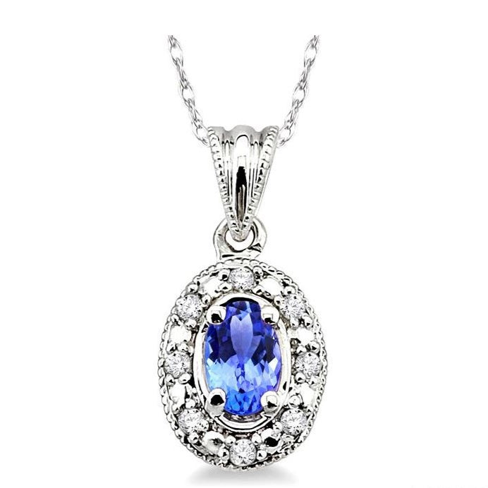 Parkplace Jewelers Oval Shape Gemstone & Diamond Pendant 58199PPFSPDTZWG