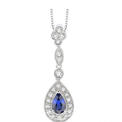 Parkplace Jewelers Pear Shape Gemstone & Halo Diamond Pendant 58206PPFNPDSPW