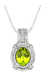 Parkplace Jewelers Silver Oval Shape Gemstone & Diamond Pendant 88579PPSSPESLPD