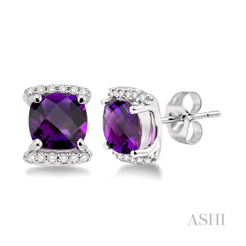 ASHI Cushion Shape Gemstone & Diamond Earrings 60918PPFNERAMWG