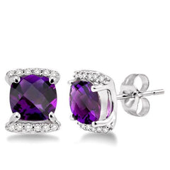 Parkplace Jewelers Cushion Shape Gemstone & Diamond Earrings 60918PPFNERAMWG