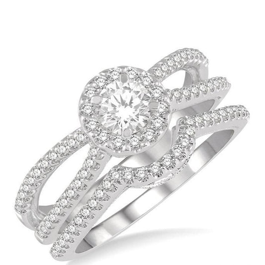Parkplace Jewelers Round Shape Halo Diamond Wedding Set 241L2PPFHWG-WS