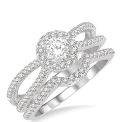 Parkplace Jewelers Round Shape Halo Diamond Wedding Set 241L2PPFHWG-WS