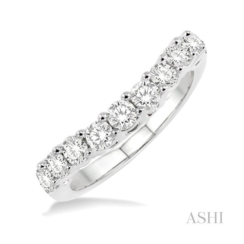 ASHI Curved Diamond Wedding Band 30346PPFGWG