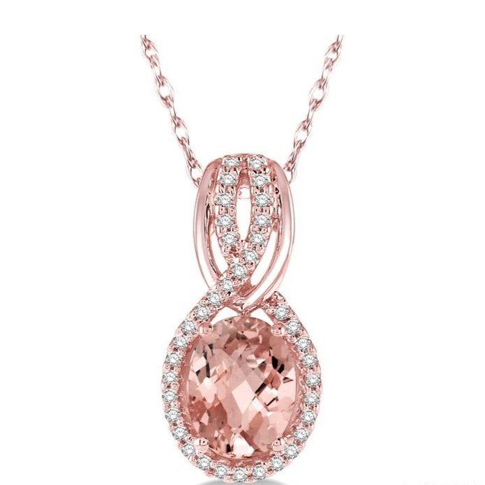 Parkplace Jewelers Oval Shape Gemstone & Halo Diamond Pendant 61218PPFHPDMOPG