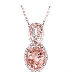 Parkplace Jewelers Oval Shape Gemstone & Halo Diamond Pendant 61218PPFHPDMOPG