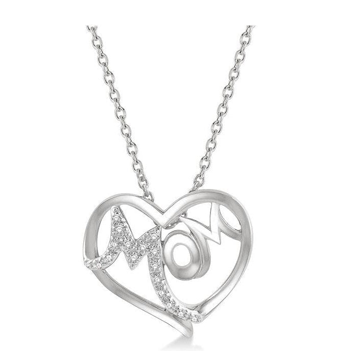Parkplace Jewelers Mom Heart Shape Diamond Fashion Pendant 94109PPTSPDWG