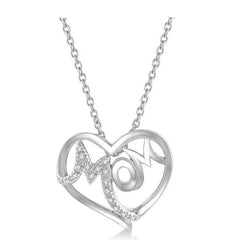 Parkplace Jewelers Mom Heart Shape Diamond Fashion Pendant 94109PPTSPDWG