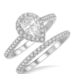 Parkplace Jewelers Pear Shape Halo Diamond Wedding Set 243G2PPFHWG-WS