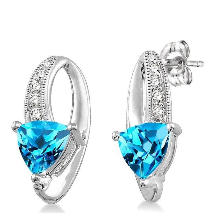 Parkplace Jewelers Trillion Shape Gemstone & Diamond Earrings 61009PPTSERBTWG