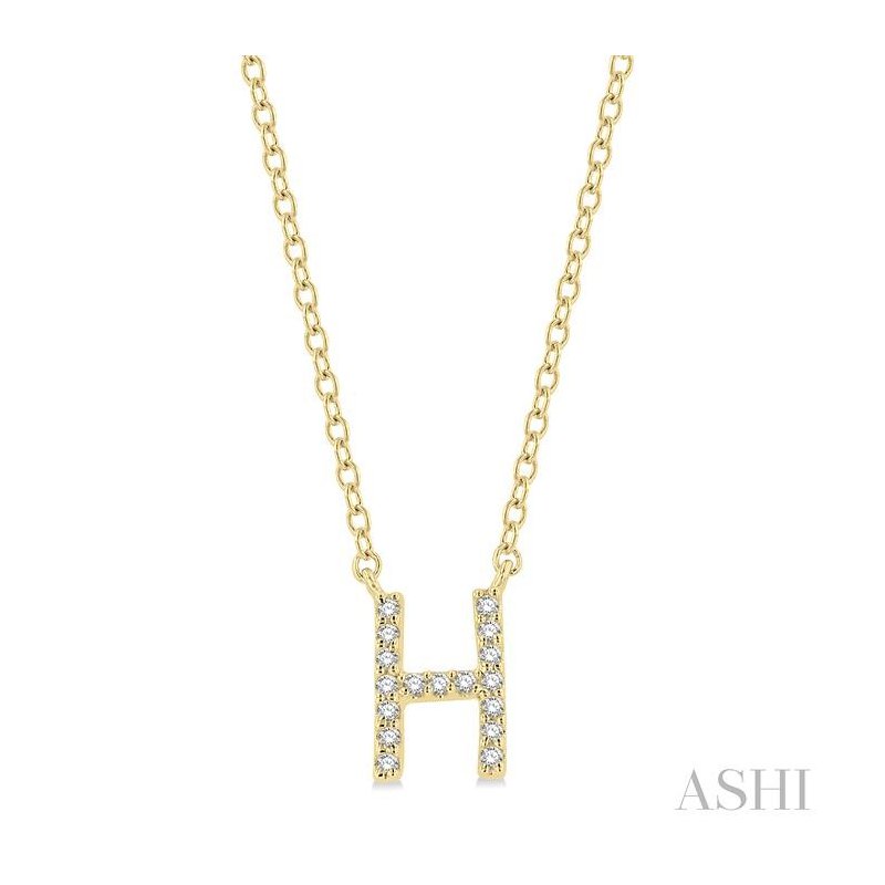 ASHI Block 'H' Initial Diamond Pendant 912F9PPFSPDYG-H