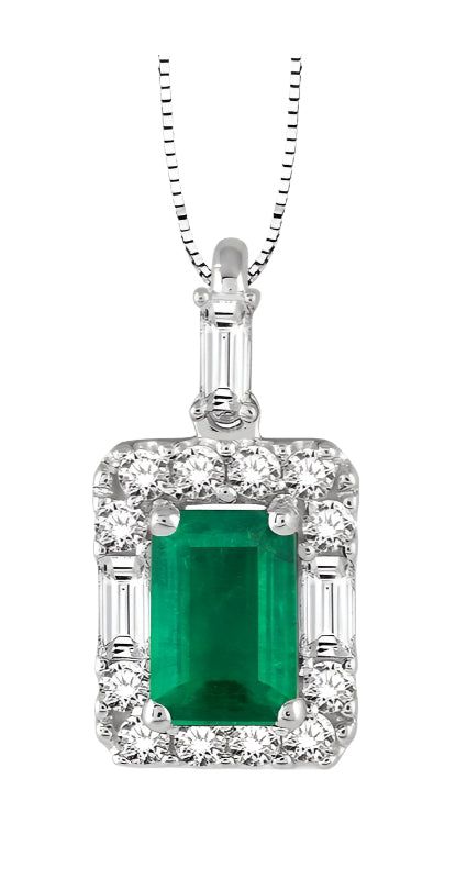 Parkplace Jewelers Emerald Shape Gemstone & Halo Diamond Pendant 58495PPFHPDEMWG