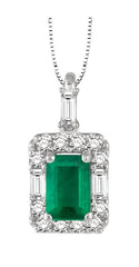 Parkplace Jewelers Emerald Shape Gemstone & Halo Diamond Pendant 58495PPFHPDEMWG