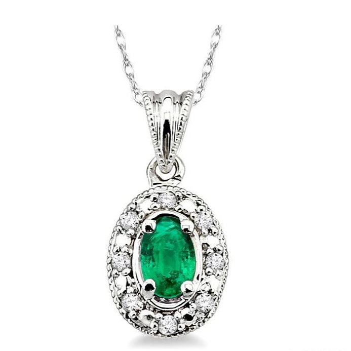 Parkplace Jewelers Oval Shape Gemstone & Diamond Pendant 58199PPTSPDEMWG