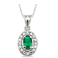 Parkplace Jewelers Oval Shape Gemstone & Diamond Pendant 58199PPTSPDEMWG