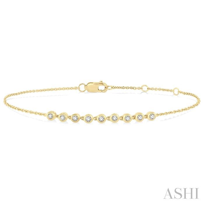 ASHI Bezel Set Petite Diamond Fashion Chain Bracelet 700E0PPTGYG