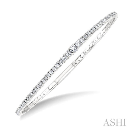 ASHI Diamond Halfway Graduated Flex Bangle 701W1PPFGWG