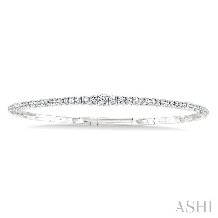 ASHI Diamond Halfway Graduated Flex Bangle 701W1PPFGWG