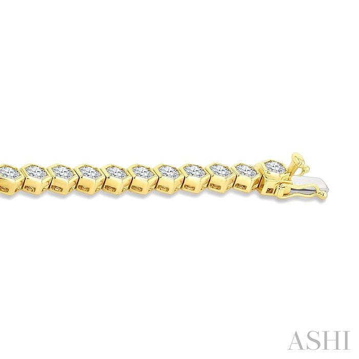 ASHI Hexagon Shape Bezel Set Diamond Tennis Bracelet 70417PPFGYG
