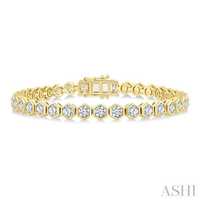 ASHI Hexagon Shape Bezel Set Diamond Tennis Bracelet 70417PPFGYG