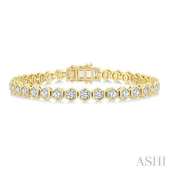 ASHI Hexagon Shape Bezel Set Diamond Tennis Bracelet 70417PPFGYG