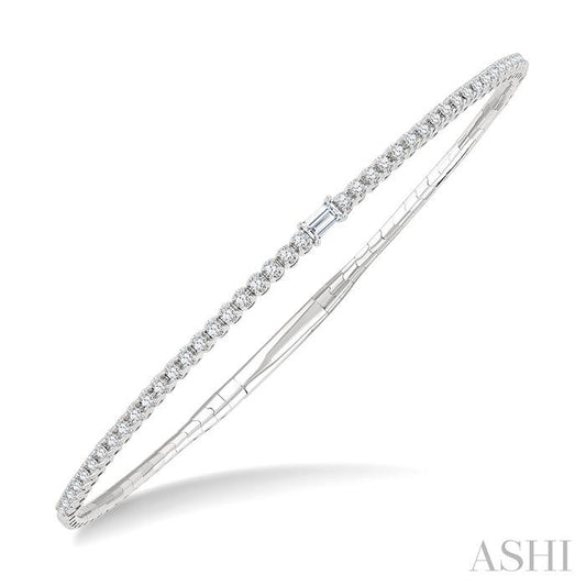 ASHI Diamond Halfway Baguette Center Flex Bangle 704W3PPFGWG