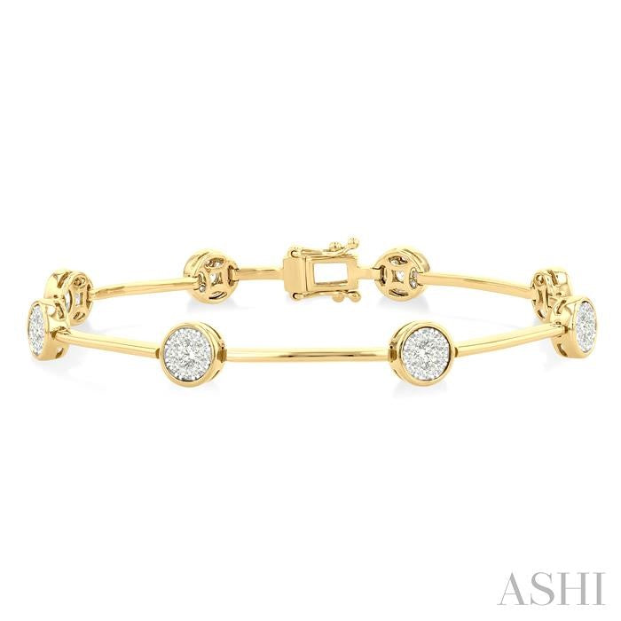 ASHI Round Shape Bar Link Lovebright Diamond Bracelet 70551PPFGYW