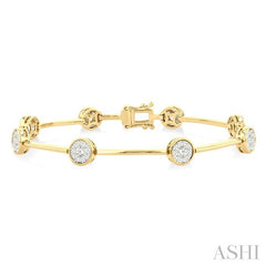 ASHI Round Shape Bar Link Lovebright Diamond Bracelet 70551PPFGYW