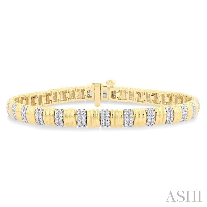 ASHI Ribbed Diamond Fashion Bracelet 7058VPPTGYG