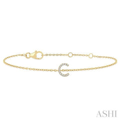 ASHI Block 'C' Initial Diamond Chain Bracelet 705A0PPTSYG-C