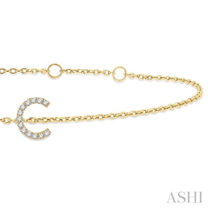 ASHI Block 'C' Initial Diamond Chain Bracelet 705A0PPTSYG-C