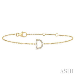 ASHI Block 'D' Initial Diamond Chain Bracelet 705A0PPTSYG-D