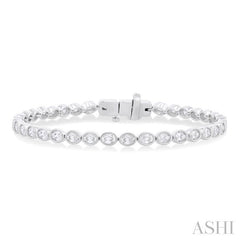 ASHI Oval Shape East-West Bezel Set Diamond Tennis Bracelet 70623PPFGWG-OV