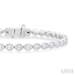 ASHI Oval Shape East-West Bezel Set Diamond Tennis Bracelet 70623PPFGWG-OV