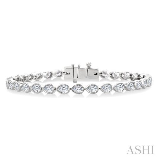 ASHI Pear Shape East-West Bezel Set Diamond Tennis Bracelet 70623PPFGWG-PR