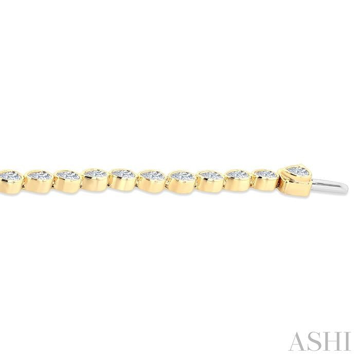 ASHI Pear Shape East-West Bezel Set Diamond Tennis Bracelet 70623PPFGYG-PR
