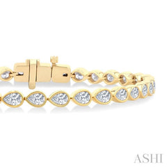 ASHI Pear Shape East-West Bezel Set Diamond Tennis Bracelet 70623PPFGYG-PR