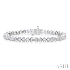ASHI Oval Shape North-South Bezel Set Diamond Tennis Bracelet 70634PPFGWG-OV